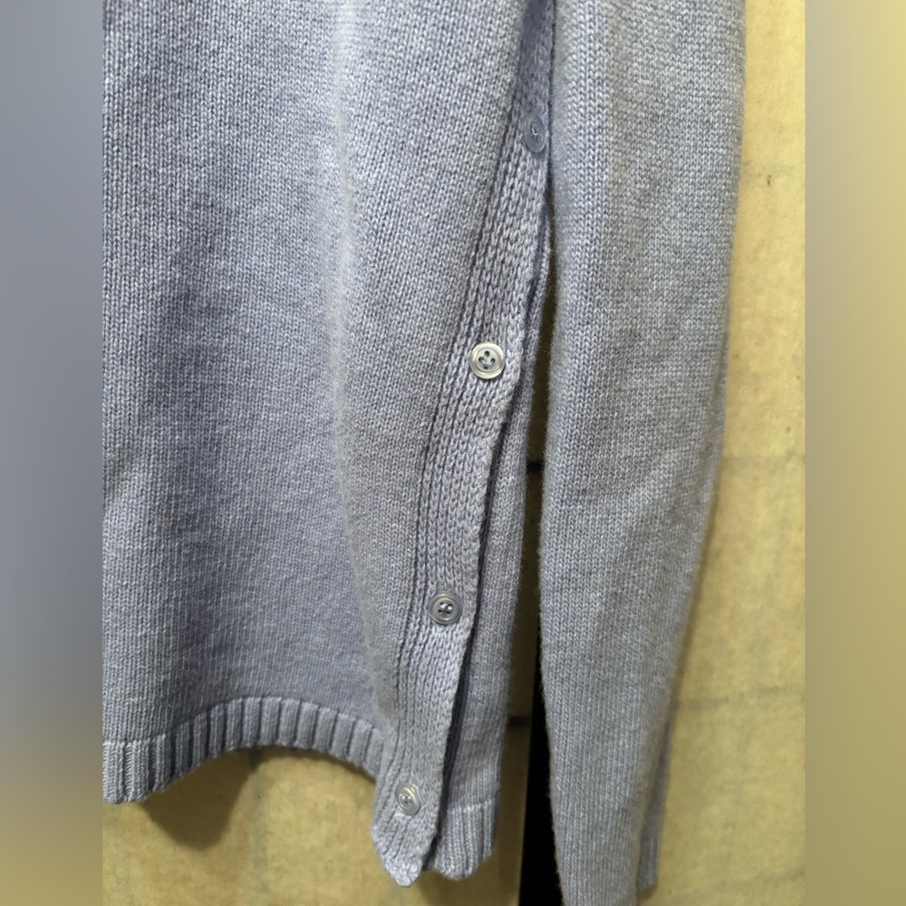 HEKLA&CO Italian Merino Wool Cashmere Blend Side Button Detail Crewneck Sweater - Picture 4 of 7